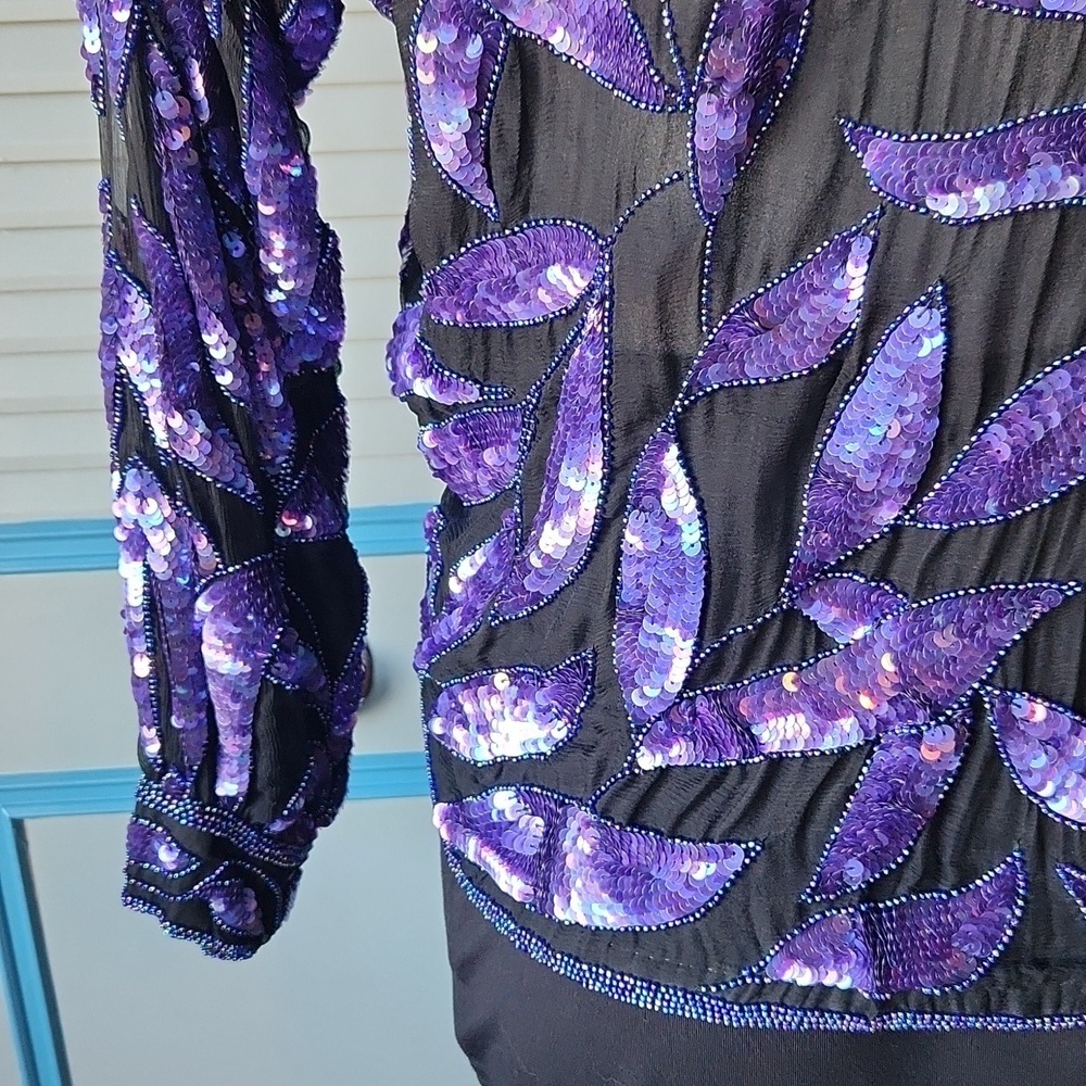 Vintage Black and Purple Sequin Top - Picture 11 of 12